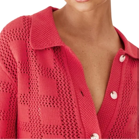 EUC Ezapine Red Crochet Coverup - Picture 4 of 11